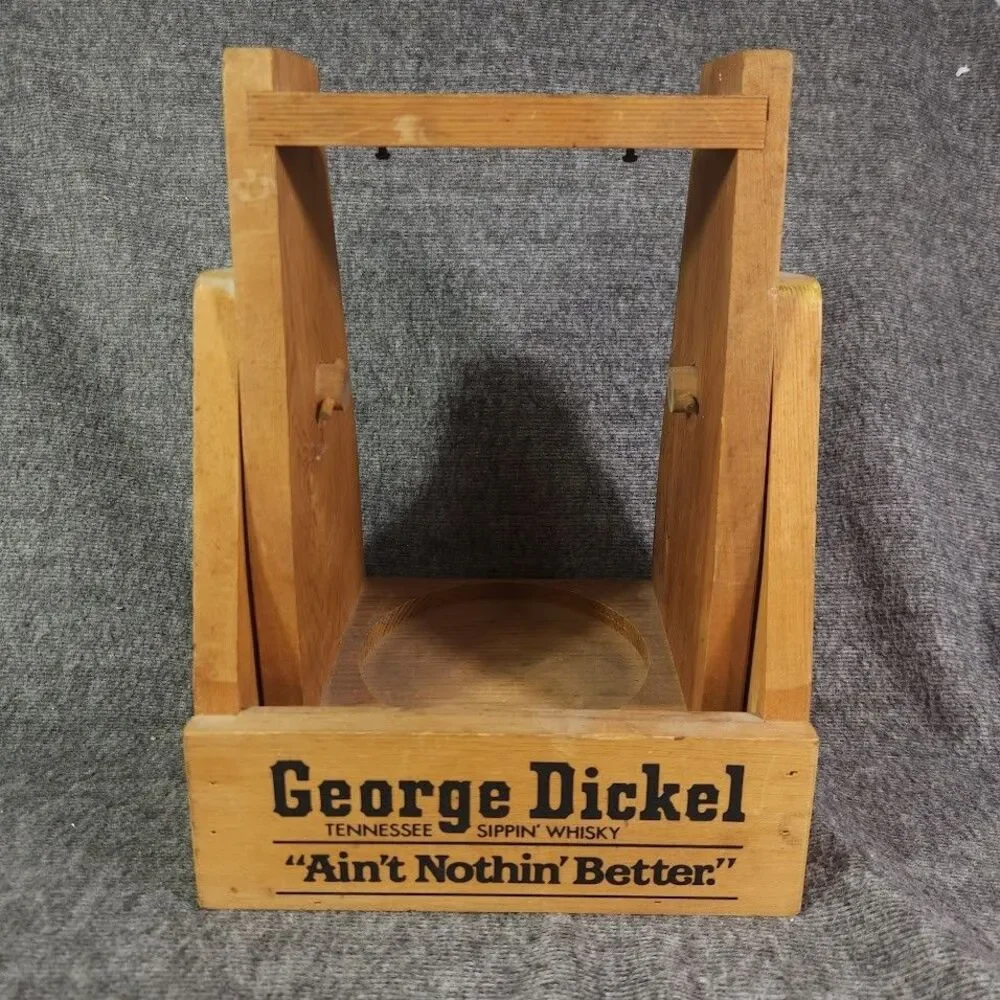 George Dickel Whiskey Bottle Cradle Dispenser Vintage Whiskey Bourbon Wooden